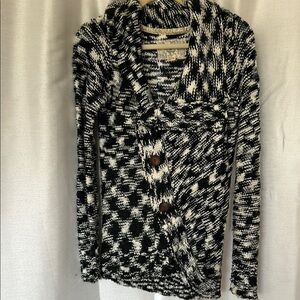 Element Black and White Cardigan with Geometric Pattern